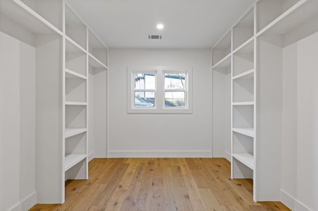 Walk-in closet with built-in shelving