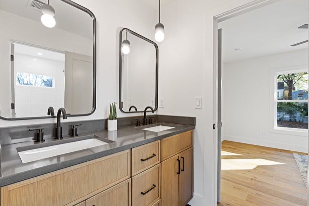 Guest bathroom double vanity