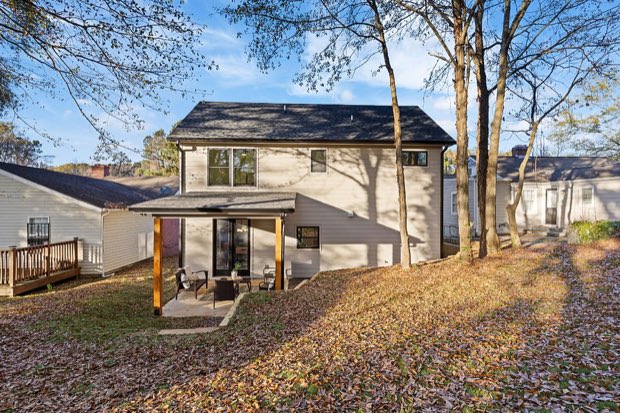 Rear exterior and backyard